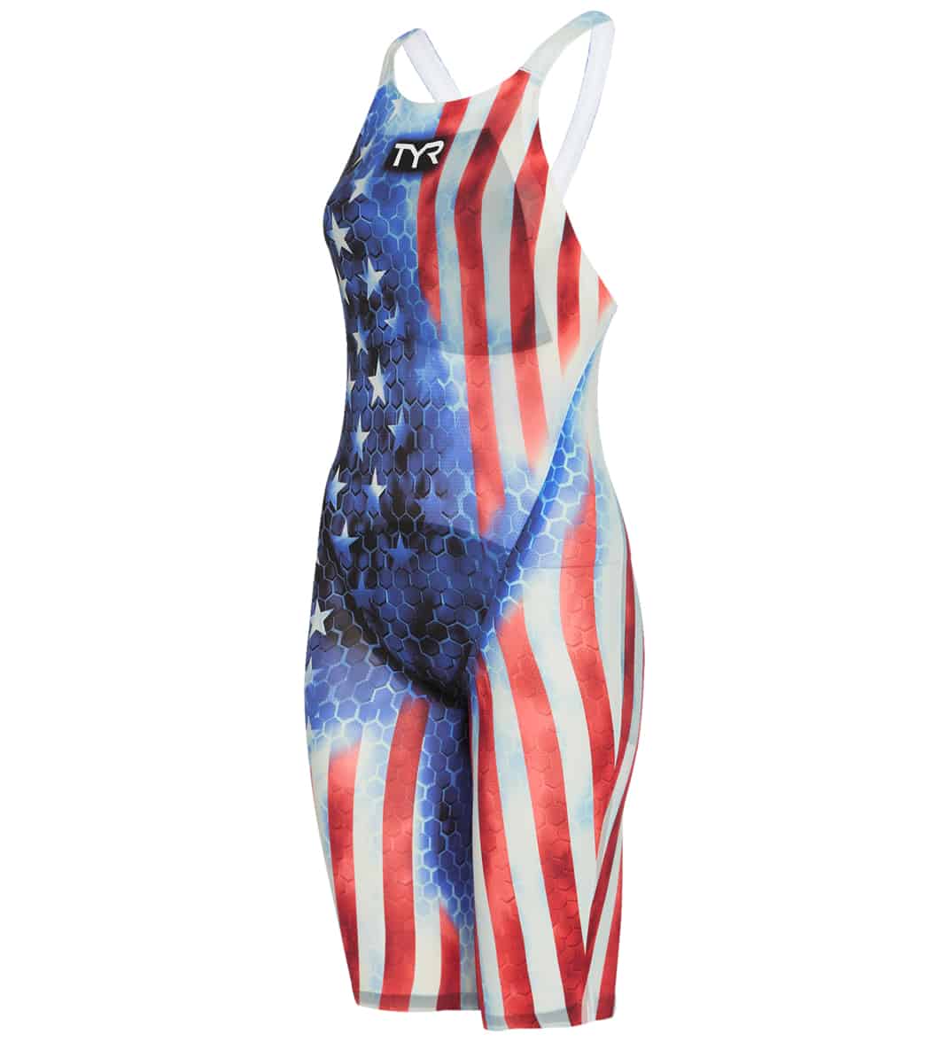 TYR Women's Avictor Supernova USA Closed Back Tech Suit Swimsuit