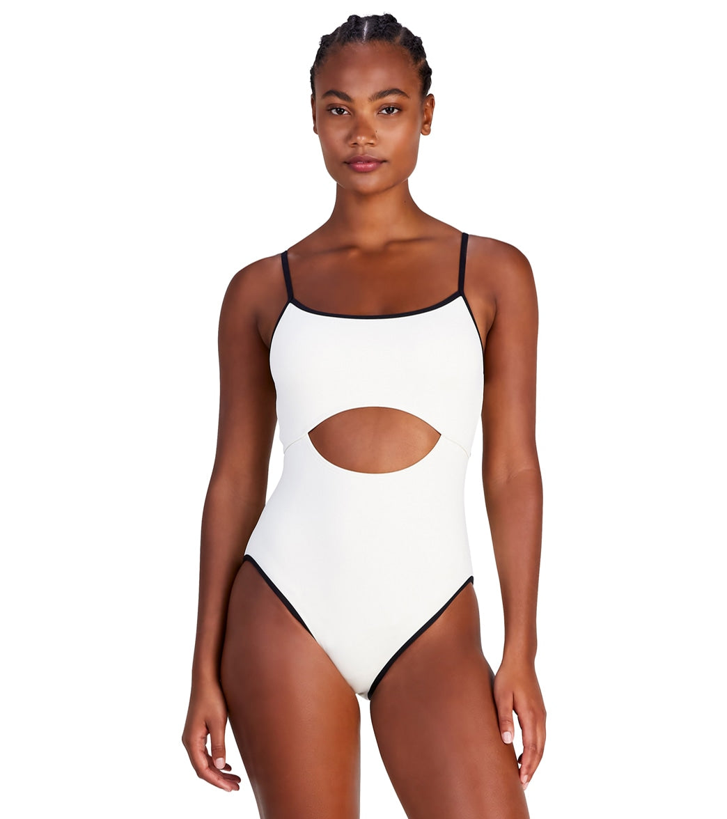 Kate Spade New York Women's Contrast Solidss Cut Out One Piece Swimsuit
