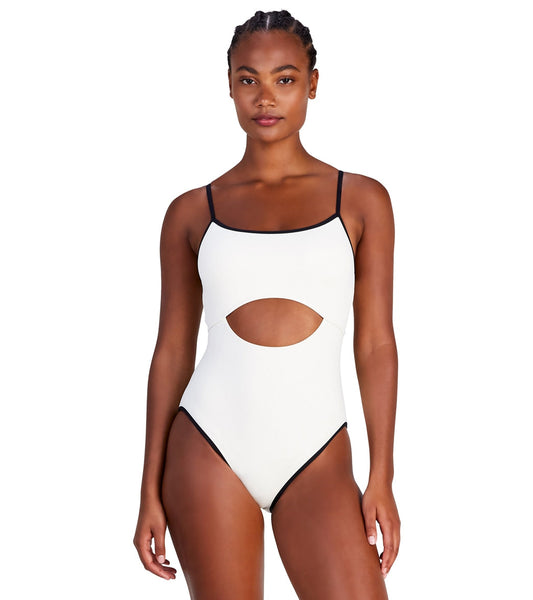 Kate Spade New York Women's Contrast Solidss Cut Out One Piece Swimsuit