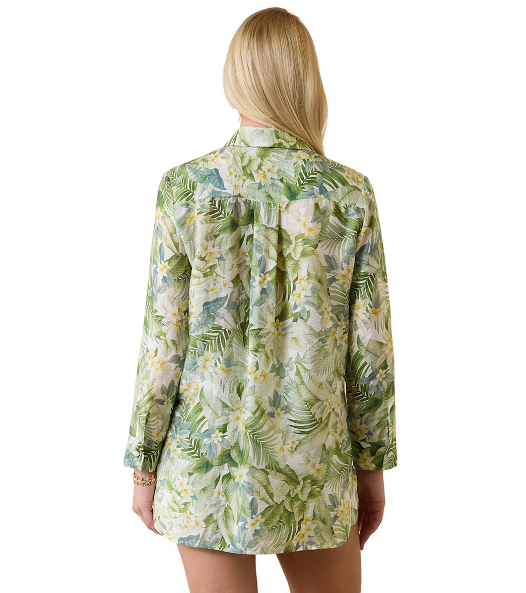Tommy Bahama Women's Paradise Fronds Boyfriend Cover Up Shirt