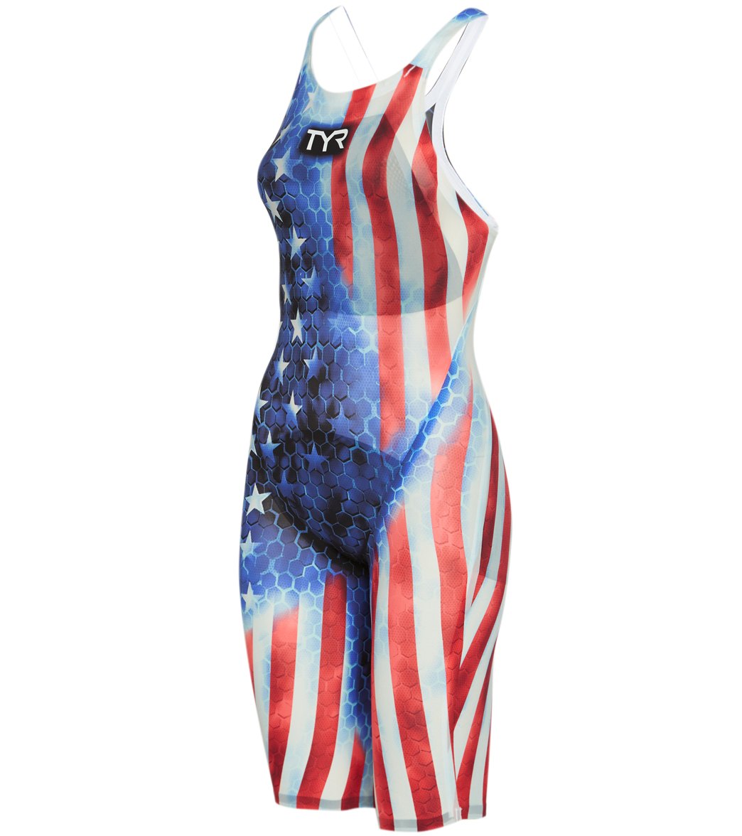 TYR Women's Avictor Supernova USA Open Back Tech Suit Swimsuit