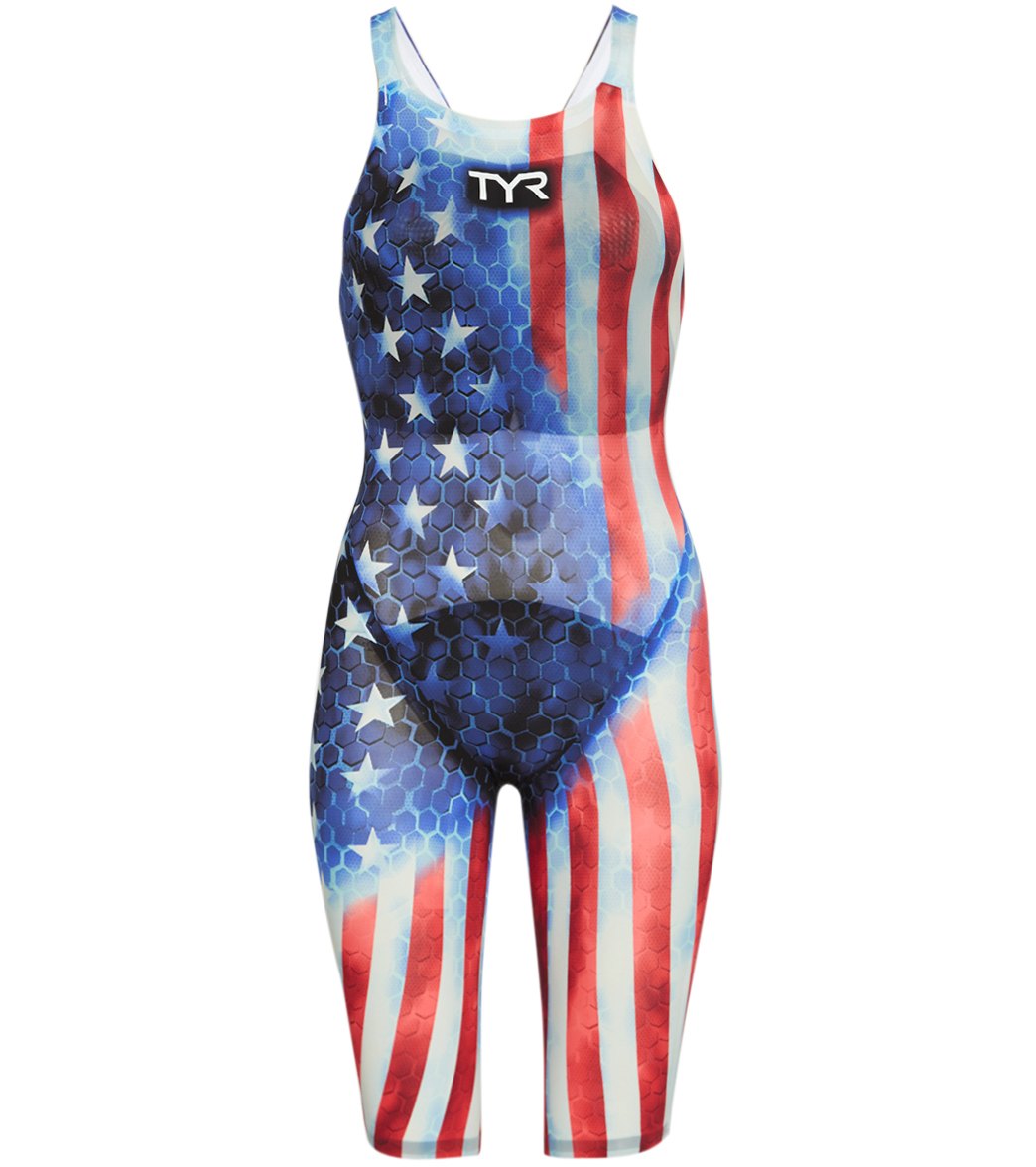 TYR Women's Avictor Supernova USA Open Back Tech Suit Swimsuit