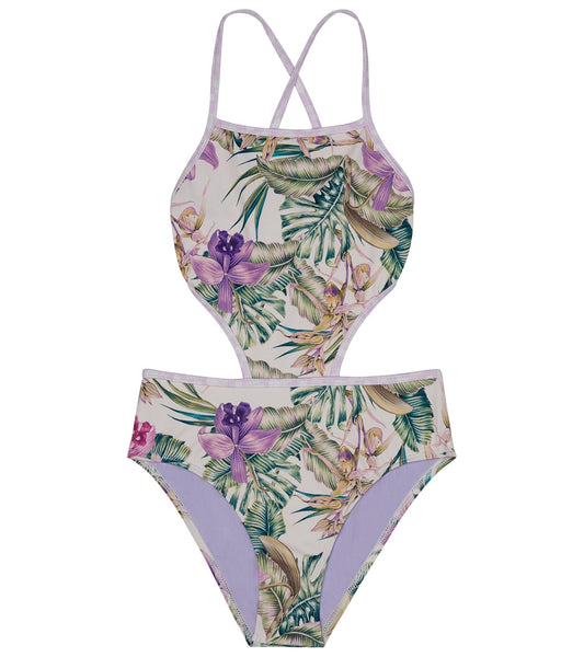 Splendid Girls' Panama Garden Cutout One Piece Swimsuit (Big Kid)