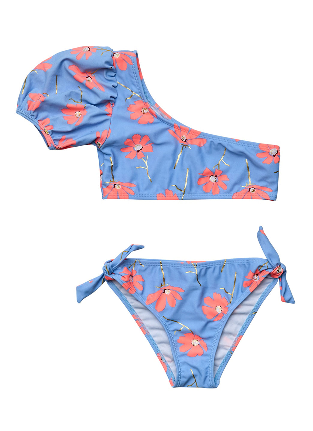 Snapper Rock Girls' Beach Bloom One Shoulder Two Piece Bikini Set (Big Kid)