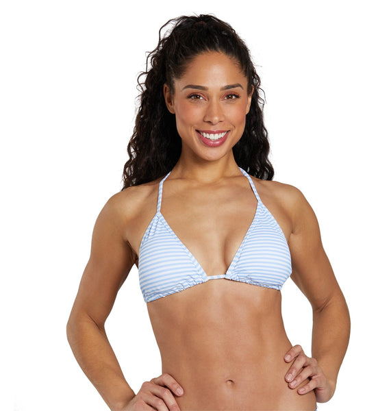 Snapper Rock Women's Powder Blue Sustainable Stripe Bikini Top