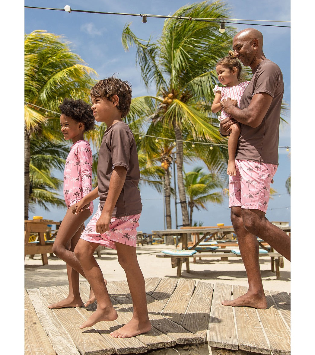 Snapper Rock Girls' Palm Paradise Long Sleeve One Piece Swimsuit (Toddler, Little Kid, Big Kid)