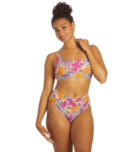 Sporti Active Floral Patchwork High Waisted Cheeky Swim Bottom
