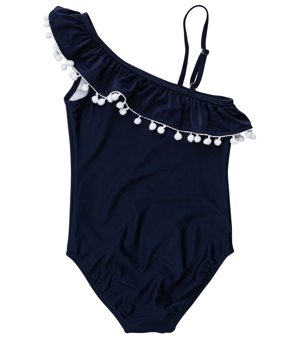 Snapper Rock Girls' Navy One Shoulder Frill Swimsuit (Toddler, Little Kid, Big Kid)