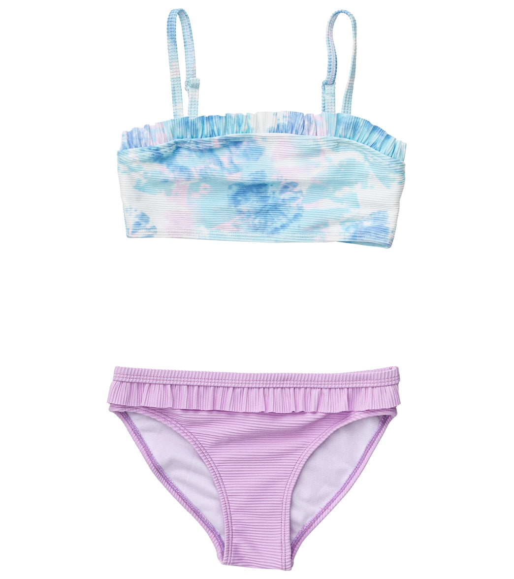 Snapper Rock Girls' Sky Dye Frilled Bandeau Bikini Set (Toddler, Little Kid, Big Kid)