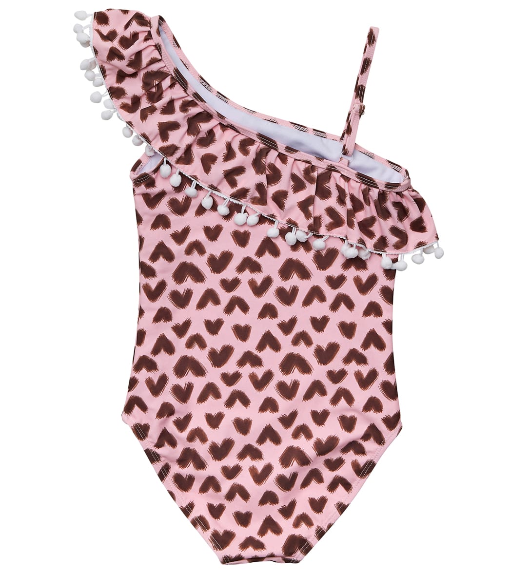 Snapper Rock Girls' Wild Love One Shoulder One Piece Swimsuit (Toddler, Little Kid, Big Kid)