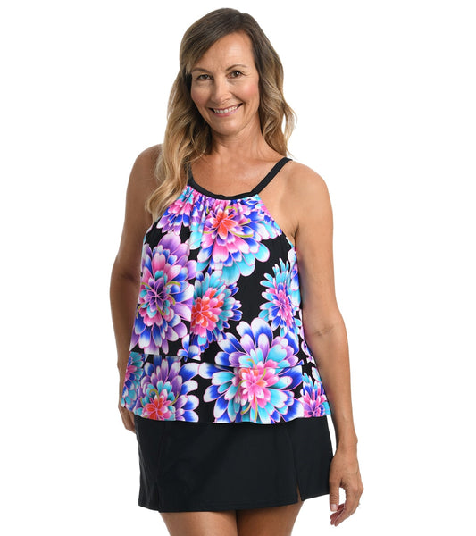 Maxine Women's Mums The Word High Neck Ruffle Tankini Top