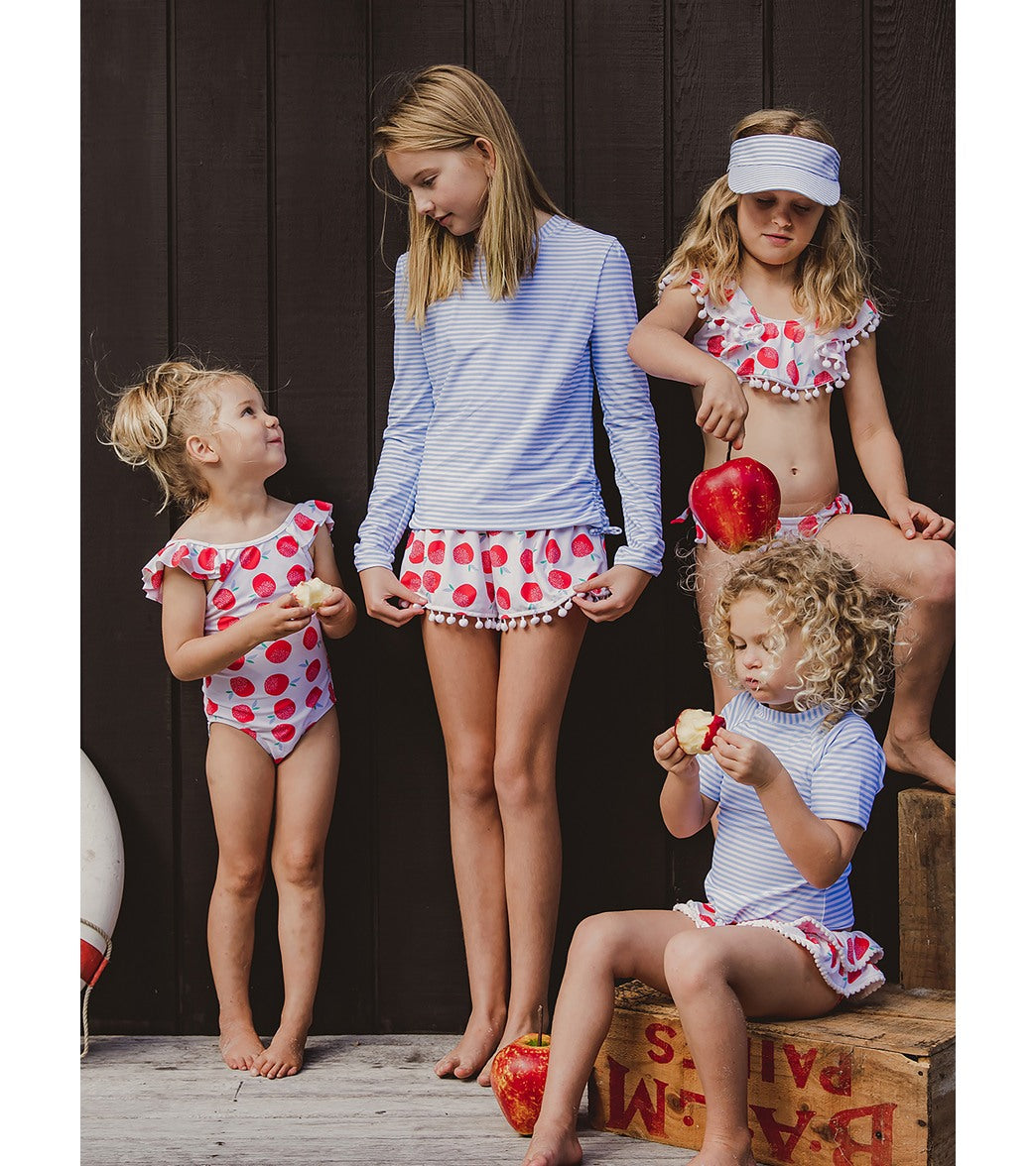 Snapper Rock Girls' Cornflower Stripe Long Sleeve Rashguard (Toddler, Little Kid, Big Kid)