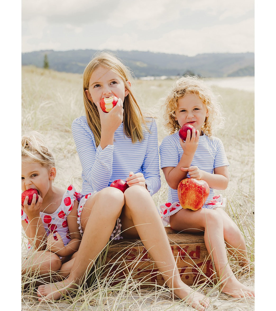 Snapper Rock Girls' Cornflower Stripe Long Sleeve Rashguard (Toddler, Little Kid, Big Kid)