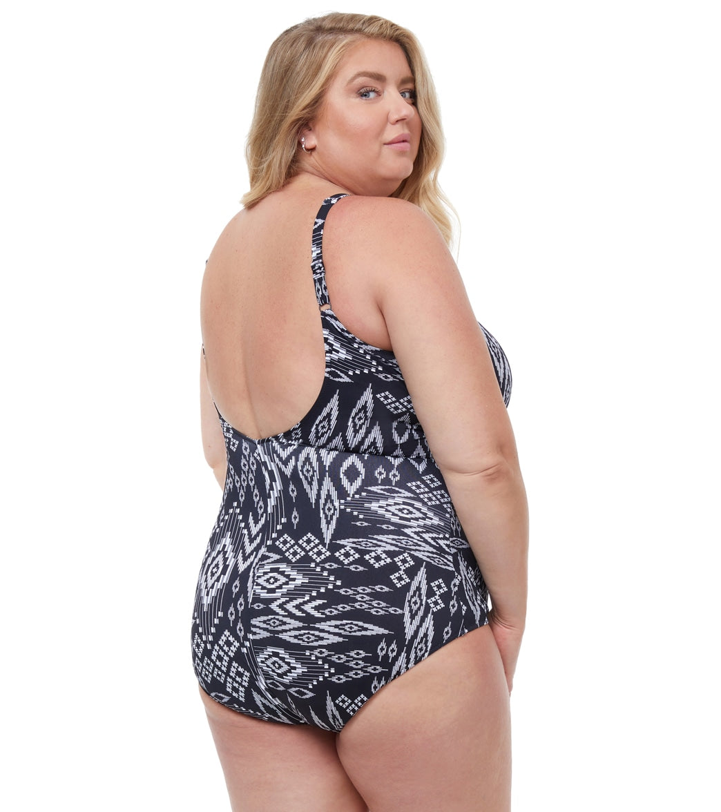 Profile by Gottex Women's Plus Size Pervian Nights V Neck One Piece Swimsuit