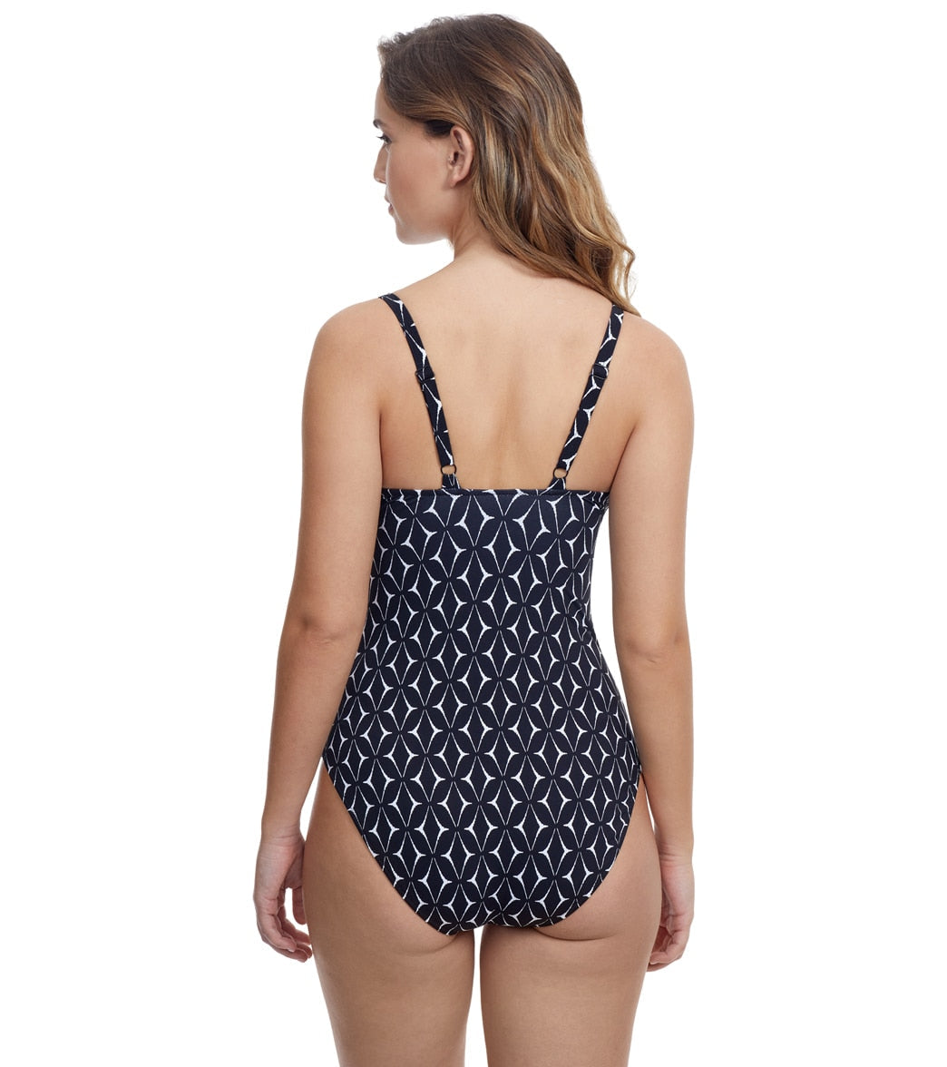 Profile by Gottex Women's Supreme Deep V Neck One Piece Swimsuit