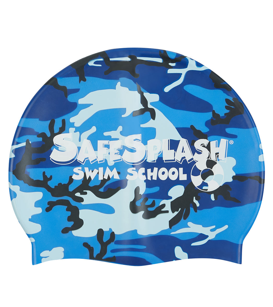 Sporti Safesplash Swim School Camo Silicone Swim Cap