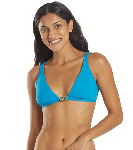 Michael Kors Women's Logo Solid Triangle Bikini Top