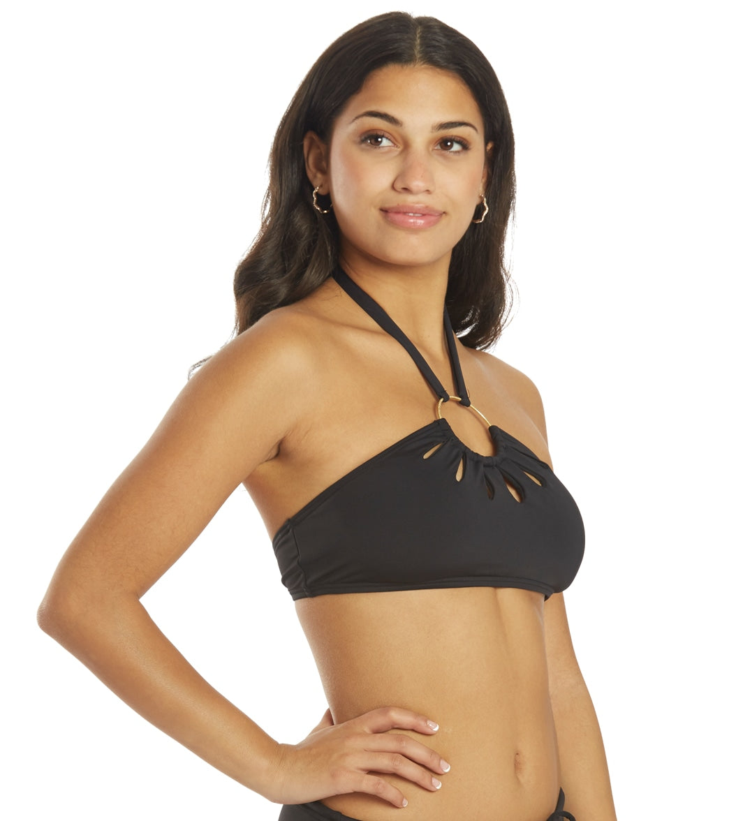 Vince Camuto Women's Serengeti Shades Logo Ring Cut Out Halter Bikini Top