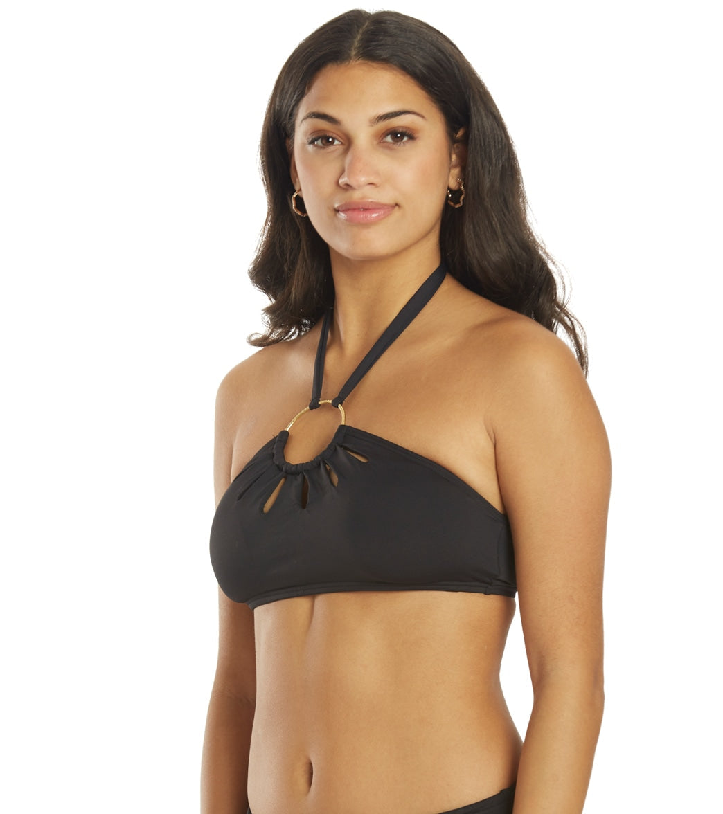 Vince Camuto Women's Serengeti Shades Logo Ring Cut Out Halter Bikini Top