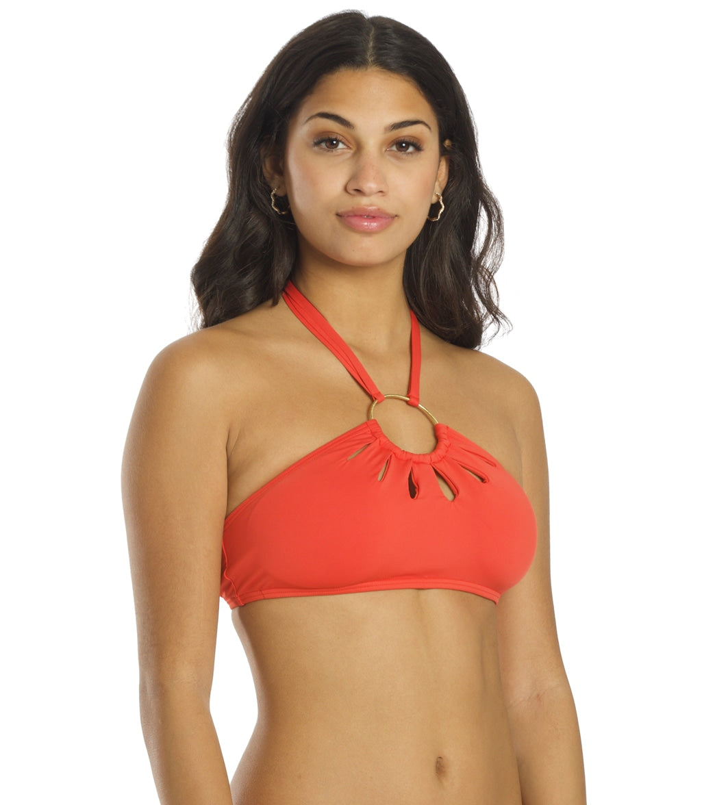 Vince Camuto Women's Serengeti Shades Logo Ring Cut Out Halter Bikini Top