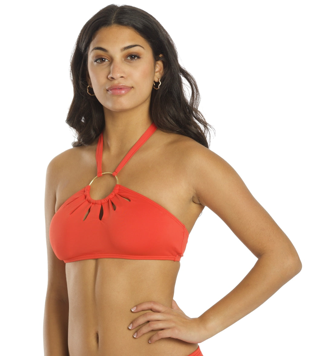 Vince Camuto Women's Serengeti Shades Logo Ring Cut Out Halter Bikini Top