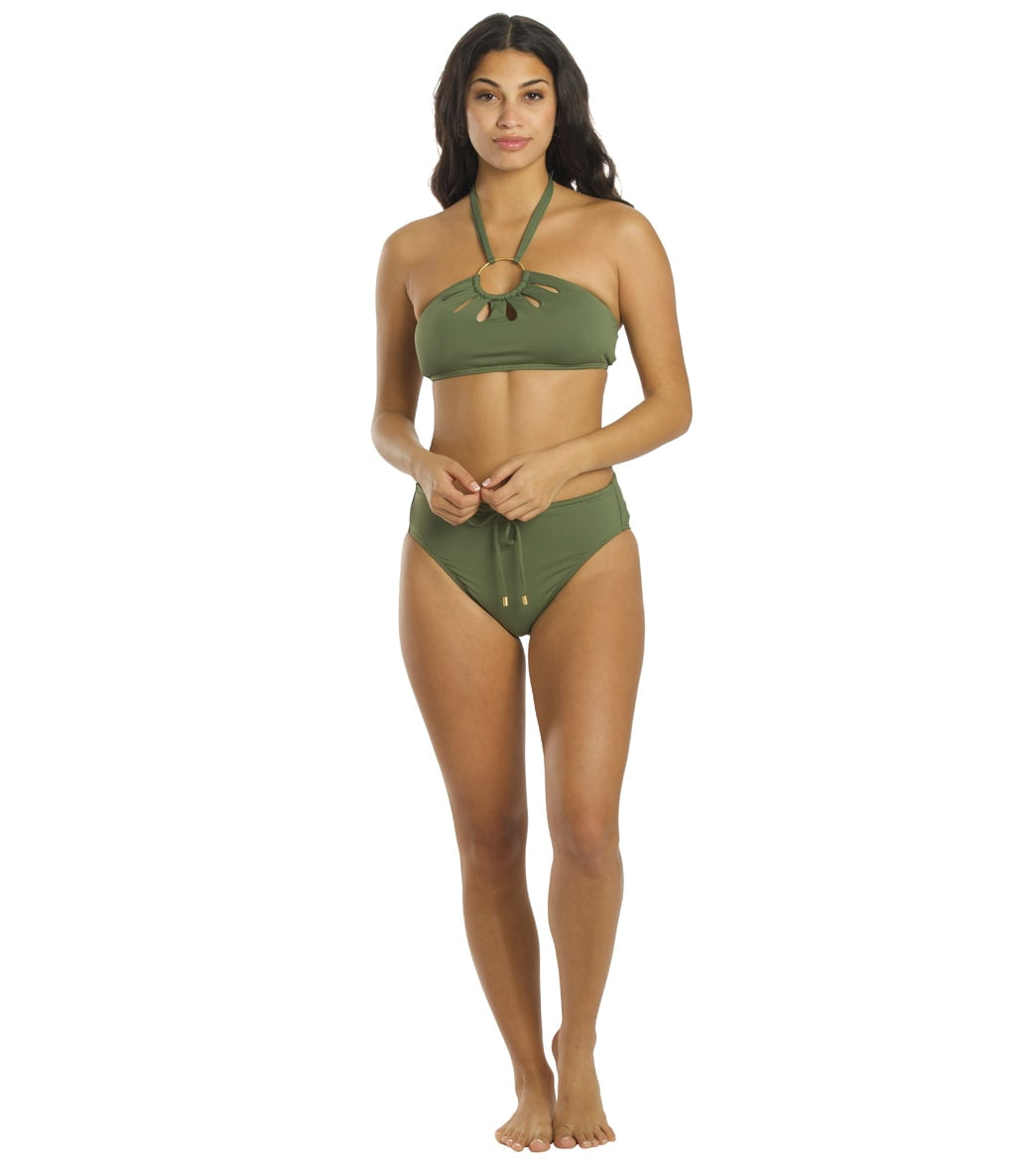 Vince Camuto Women's Serengeti Shades Logo Ring Cut Out Halter Bikini Top