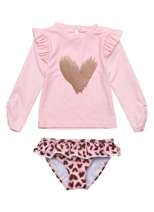 Snapper Rock Girls' Wild Love Long Sleeve Rash Guard Set (Baby, Toddler, Little Kid)