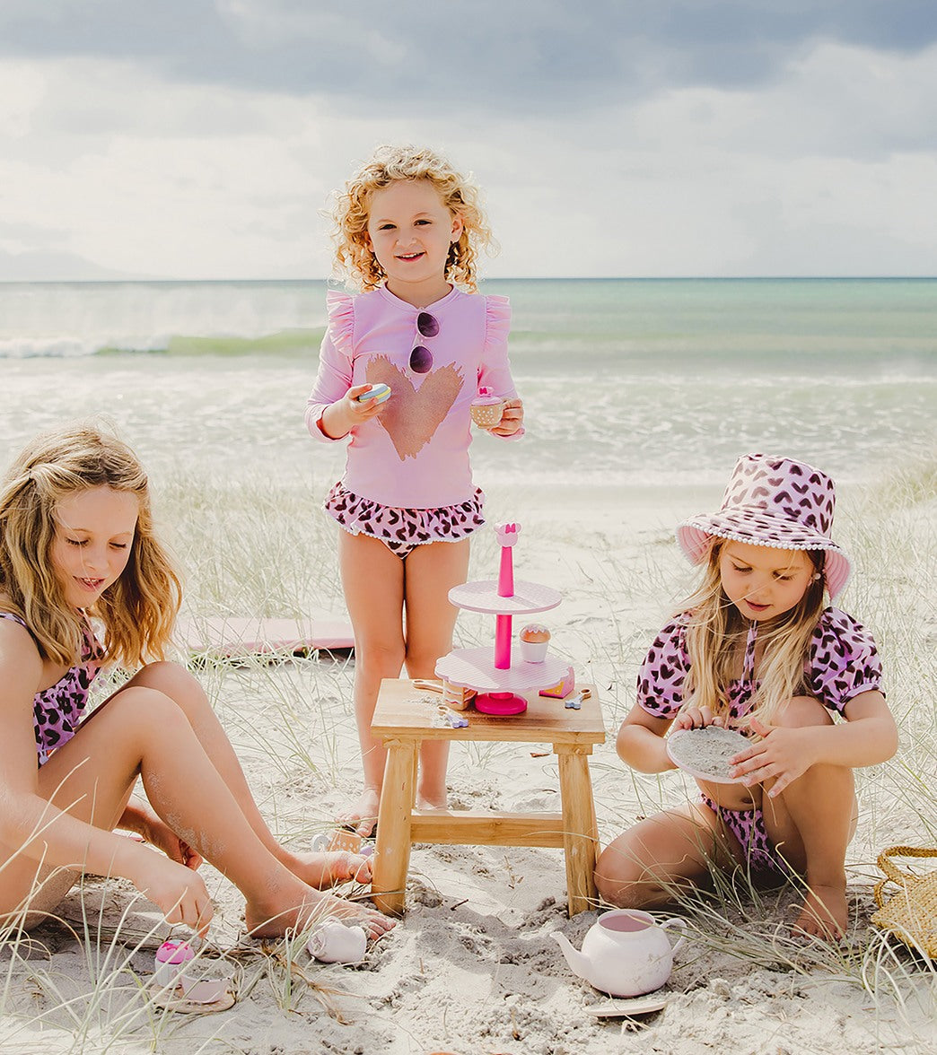 Snapper Rock Girls' Wild Love Long Sleeve Rash Guard Set (Baby, Toddler, Little Kid)