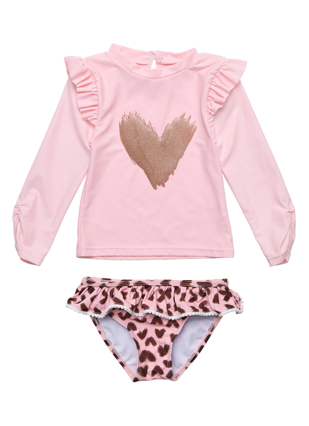 Snapper Rock Girls' Wild Love Long Sleeve Rash Guard Set (Baby, Toddler, Little Kid)