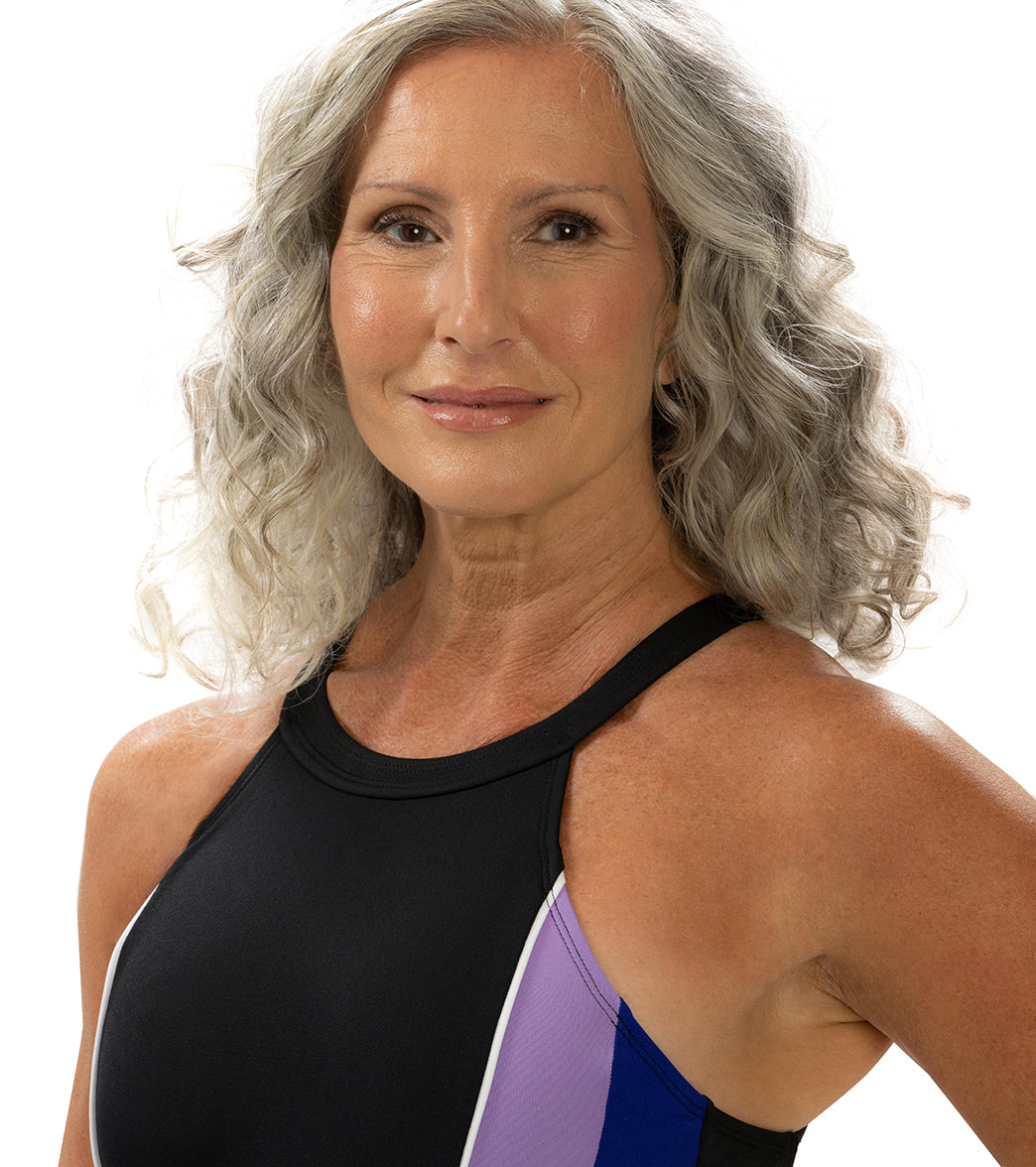 Dolfin Aquashape Women's Color Block High Neck One Piece Swimsuit