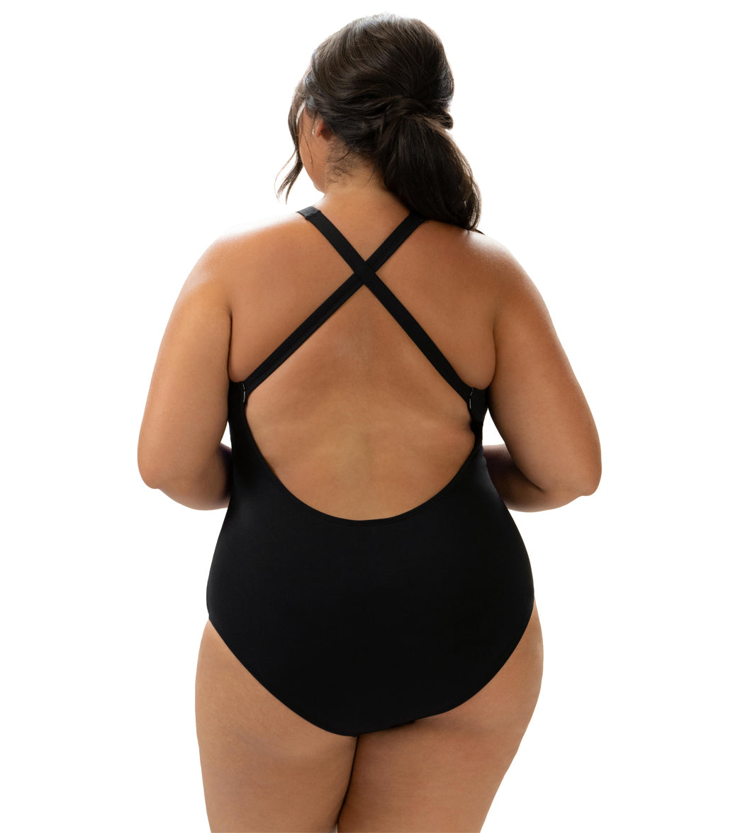 Dolfin Aquashape Women's Color Block High Neck One Piece Swimsuit