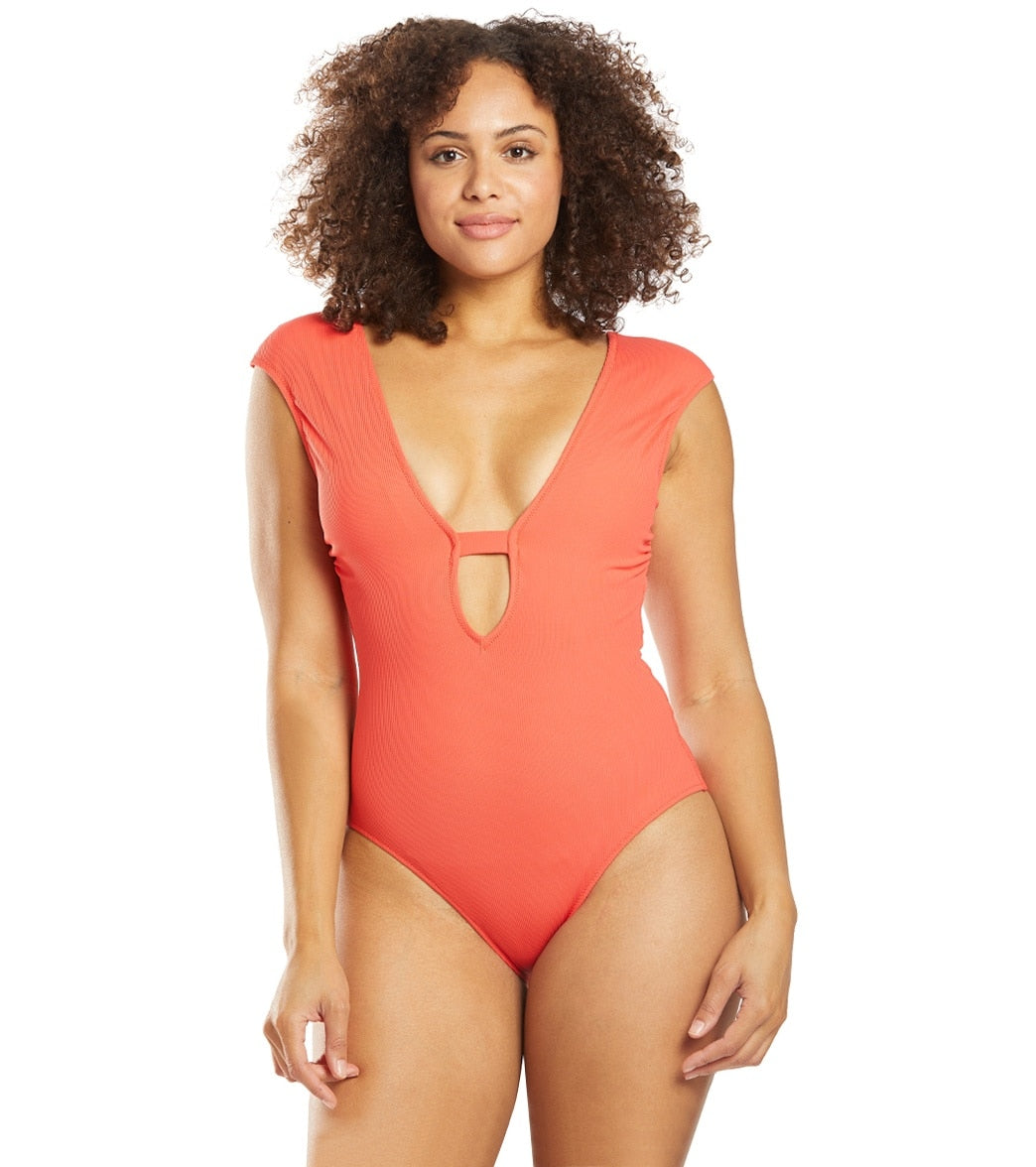 Gottex Elle Plunge Cap Sleeve One Piece Swimsuit
