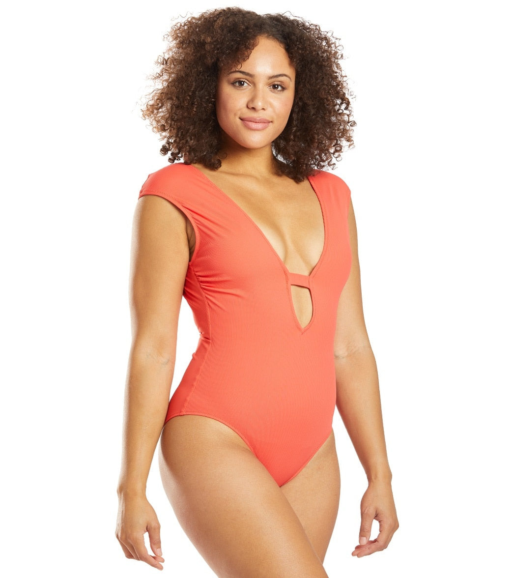 Gottex Elle Plunge Cap Sleeve One Piece Swimsuit