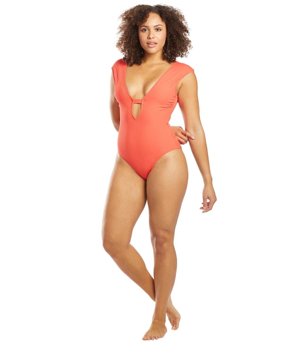 Gottex Elle Plunge Cap Sleeve One Piece Swimsuit