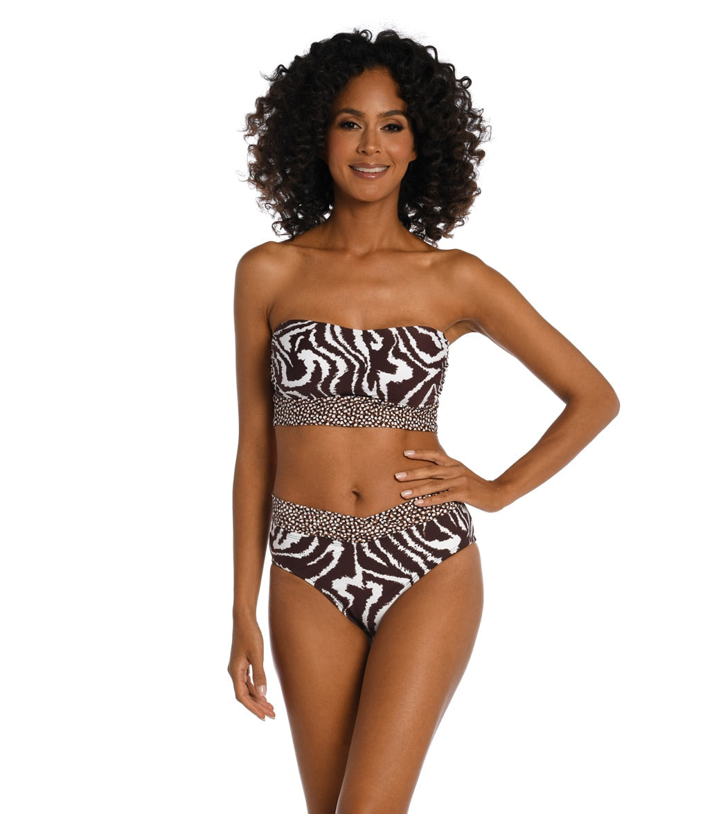 La Blanca Women's Fierce Lines Bandeau Midkini Bikini Top