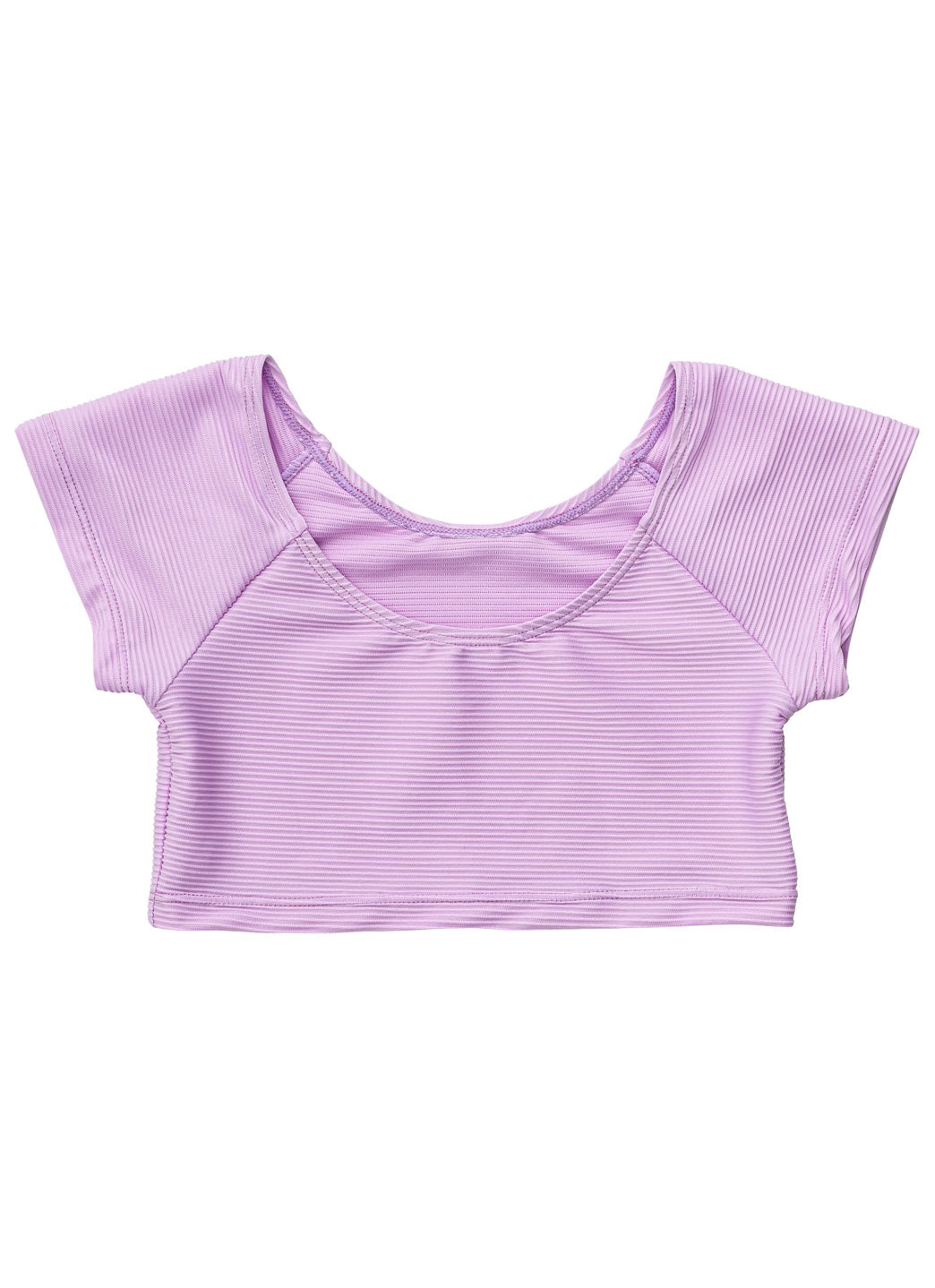 Snapper Rock Girls' Lavender Rib Crop SS Rashguard Top (Toddler, Little Kid, Big Kid)