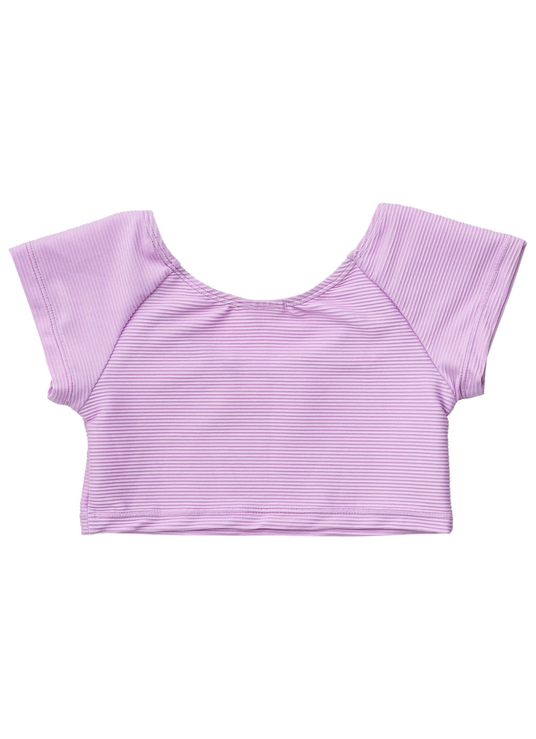 Snapper Rock Girls' Lavender Rib Crop SS Rashguard Top (Toddler, Little Kid, Big Kid)