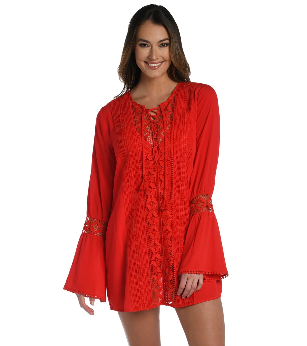 La Blanca Women's Coastal Covers Lace Up Cover Up Tunic