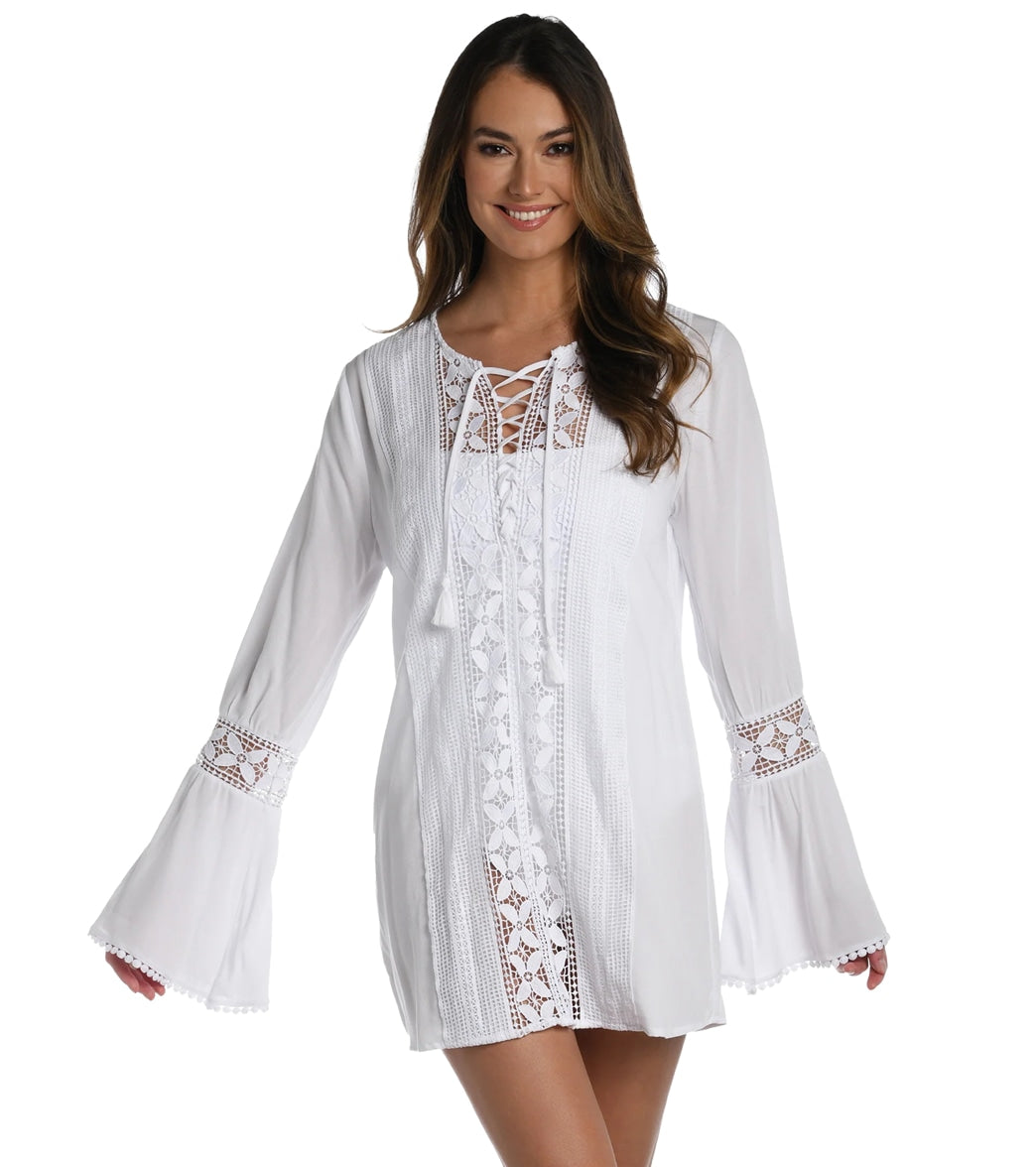 La Blanca Women's Coastal Covers Lace Up Cover Up Tunic