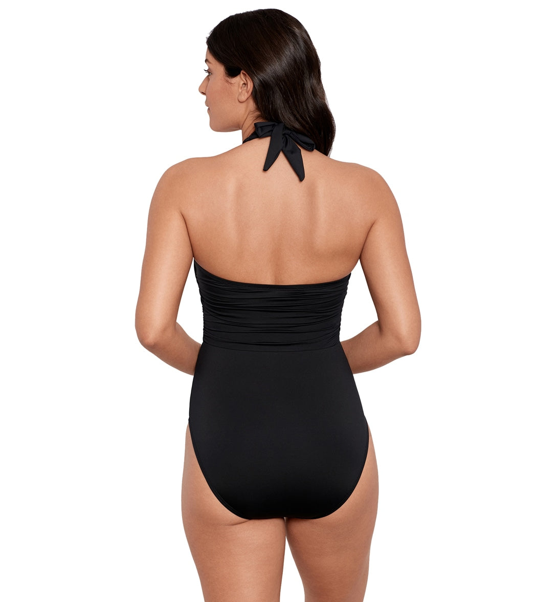 Ralph Lauren Women's Beach Club Solids Goddess Bandeau One Piece Swimsuit