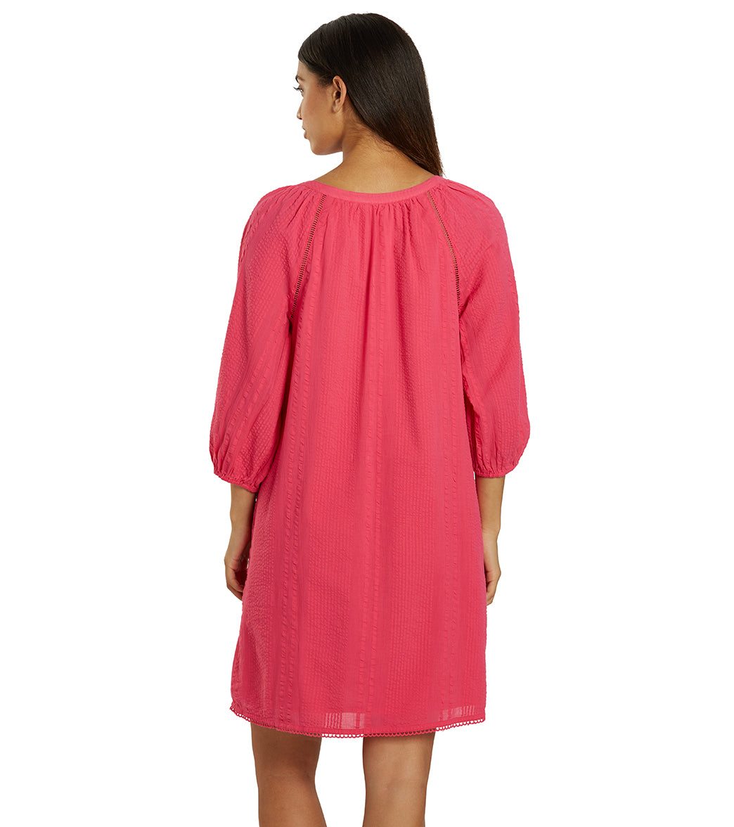 Tommy Bahama Women's Seersucker Split Neck Tunic Cover Up Dress