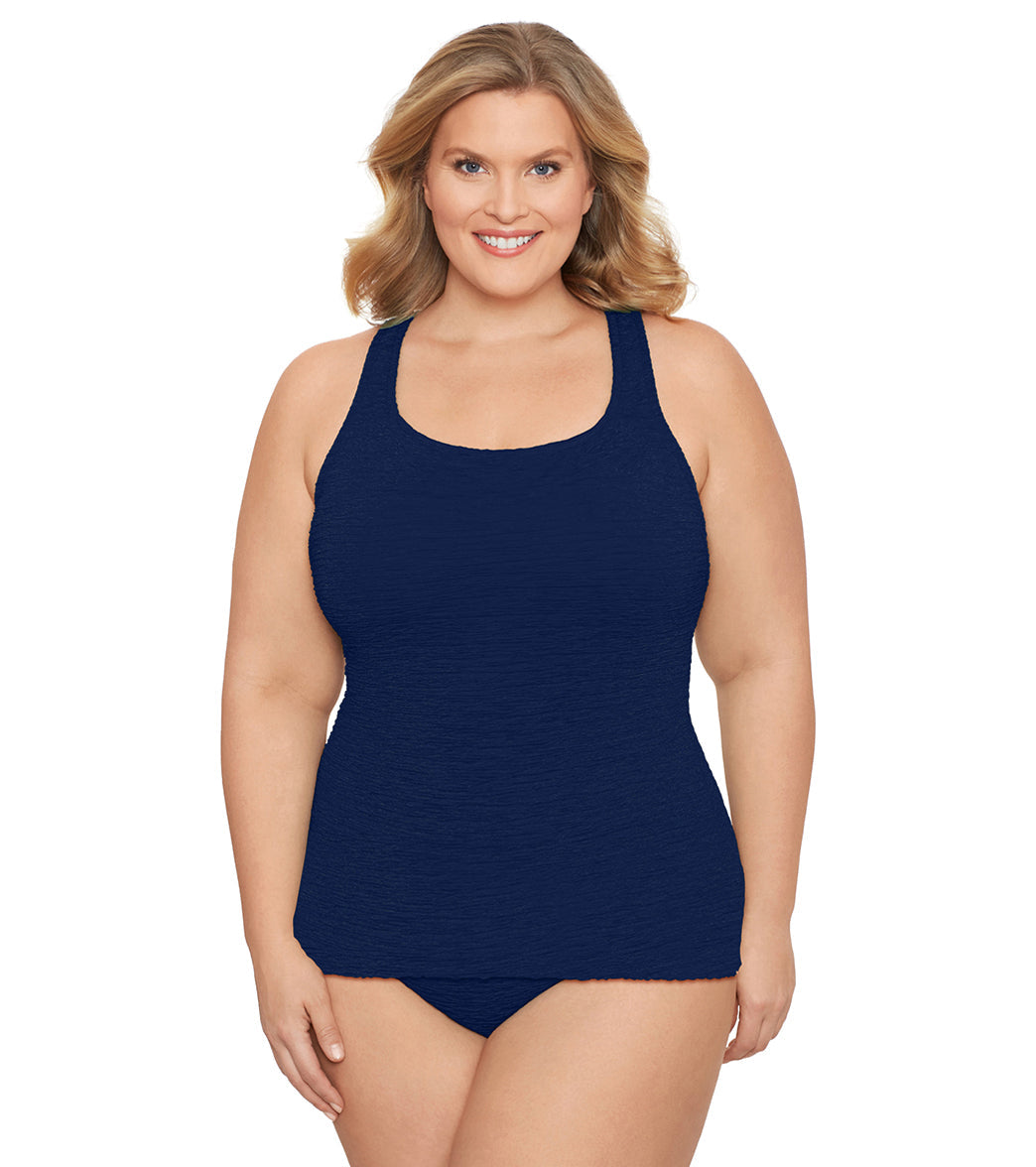 Penbrooke Krinkle Plus Size Sheath Chlorine Resistant One Piece Swimsuit
