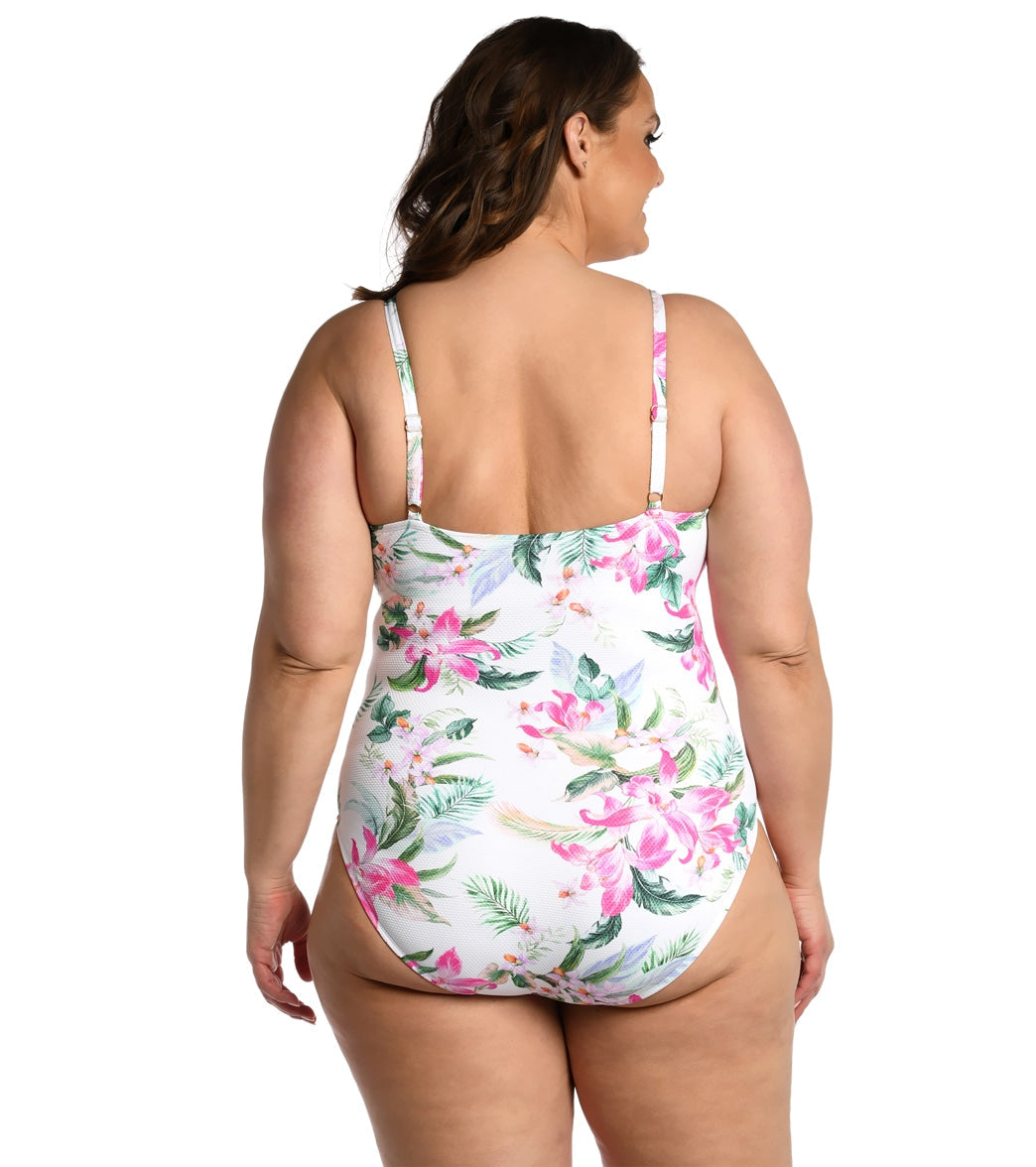 La Blanca Women's Plus Mystic Palms Lingerie One Piece Swimsuit