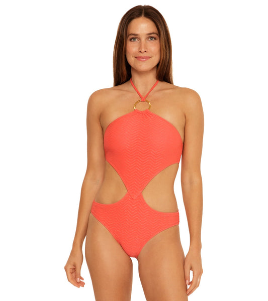 Trina Turk Women's Empire High Neck One Piece Swimsuit