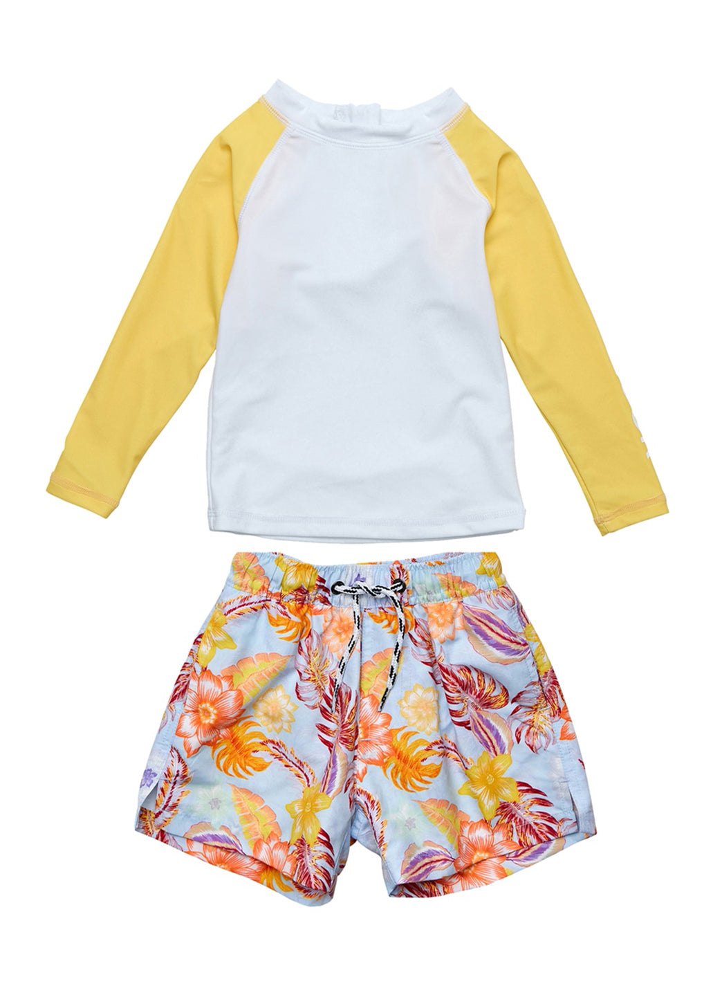 Snapper Rock Boys' Boho Tropical Sustainable Long Sleeve Rashguard Set (Baby)