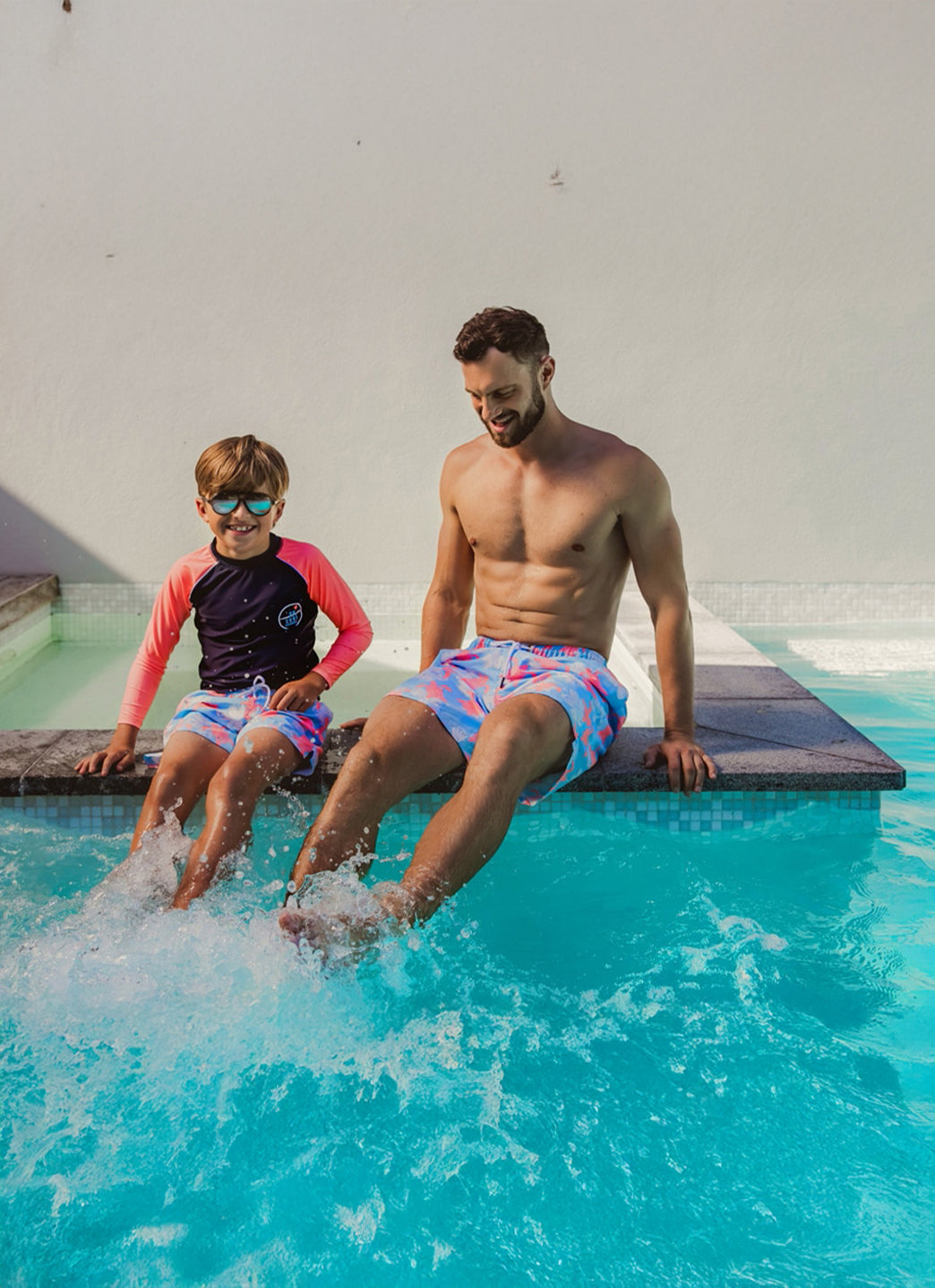 Snapper Rock Boys' Surf School Navy Coral LS Rash Top (Toddler, Little Kid, Big Kid)