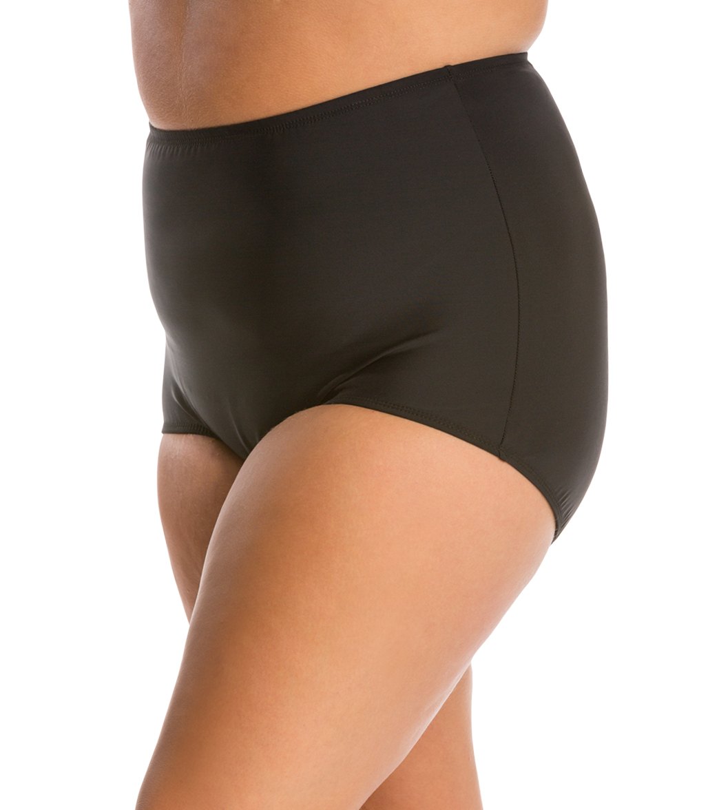 Topanga Plus Size Solid Conservative Brief Bikini Bottom
