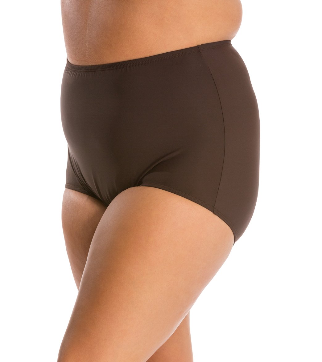 Topanga Plus Size Solid Conservative Brief Bikini Bottom