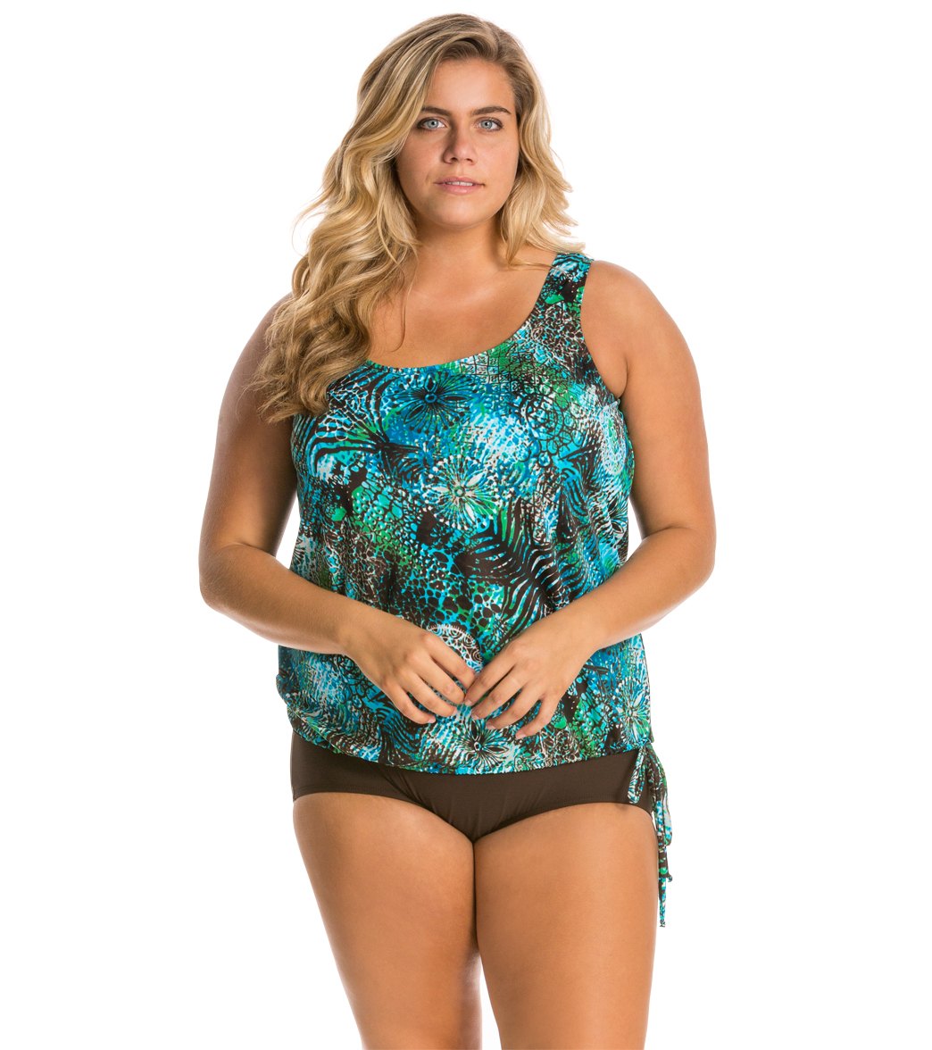 Topanga Plus Size Solid Conservative Brief Bikini Bottom