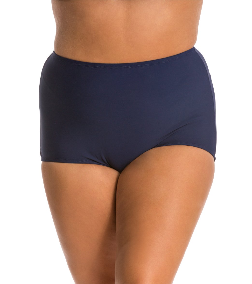 Topanga Plus Size Solid Conservative Brief Bikini Bottom
